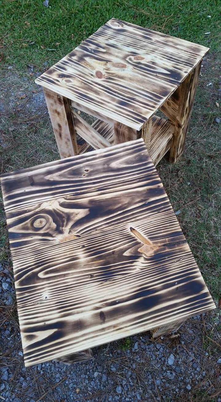 handmade wooden pallet side tables