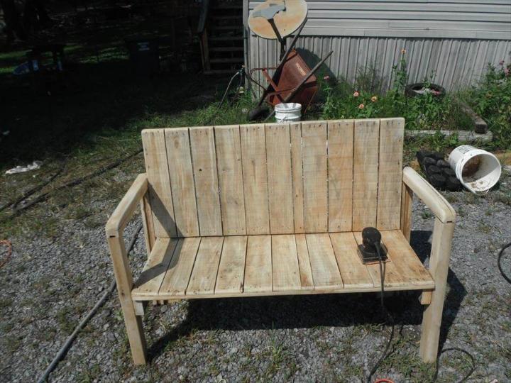 handmade wooden pallet bench