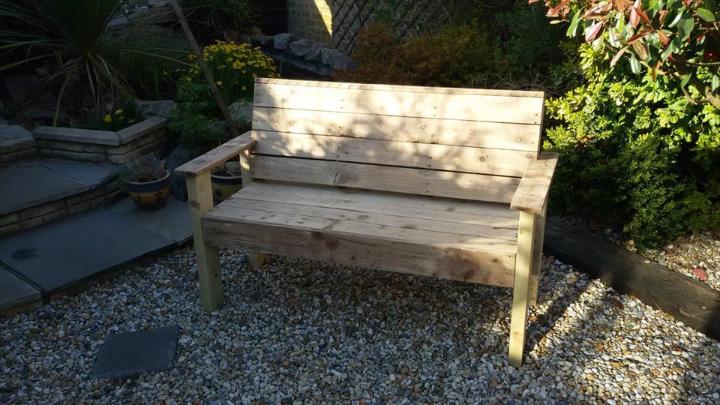 handmade patio bench with armrests