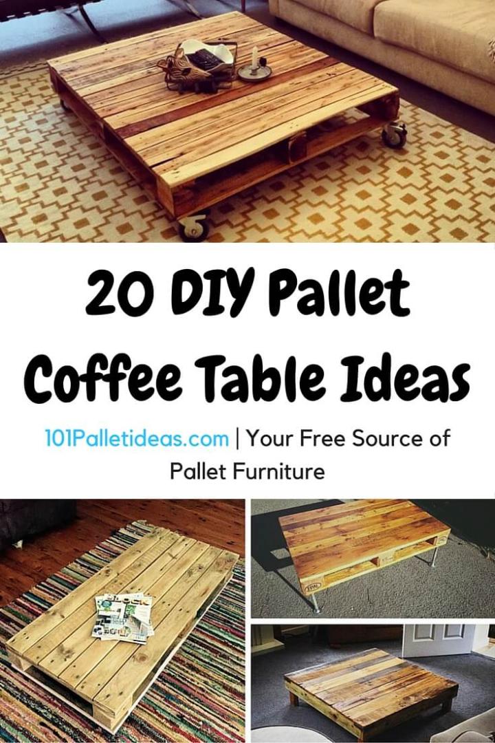 20 Diy Pallet Coffee Table Ideas Easy, Pallet Coffee Table Measurements