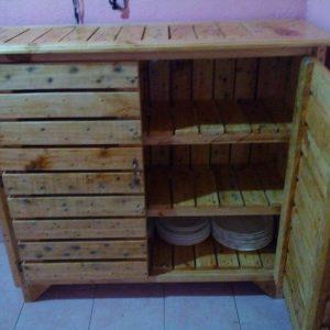 upcycled pallet sideboard and kitchen utensil cabinet