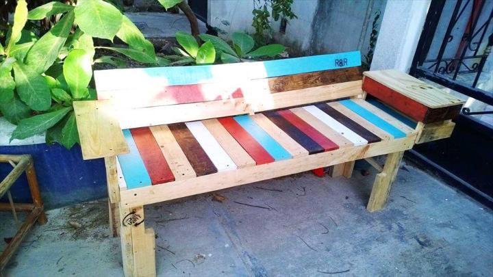 colorful pallet bench