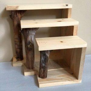 diy Pallet and tree branch shelves
