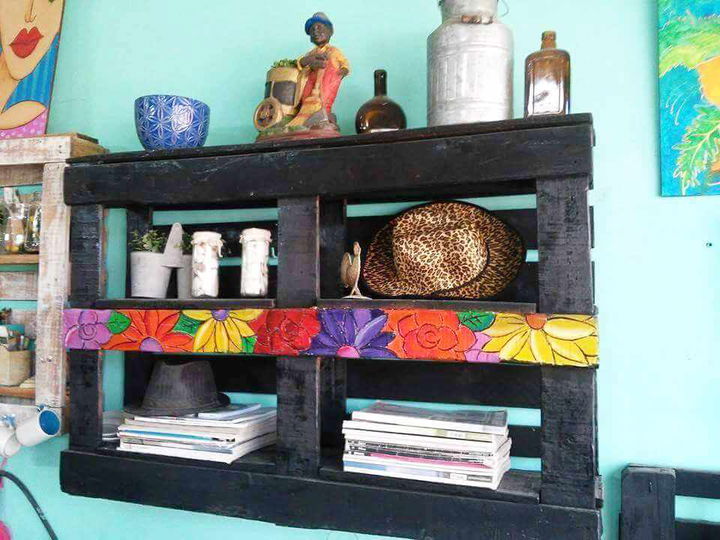 handmade wooden pallet shelf