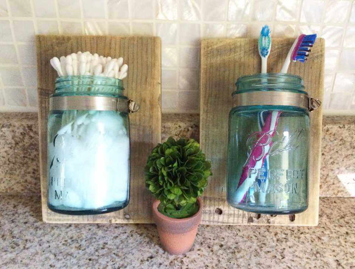 pallet and mason jar wall organizers