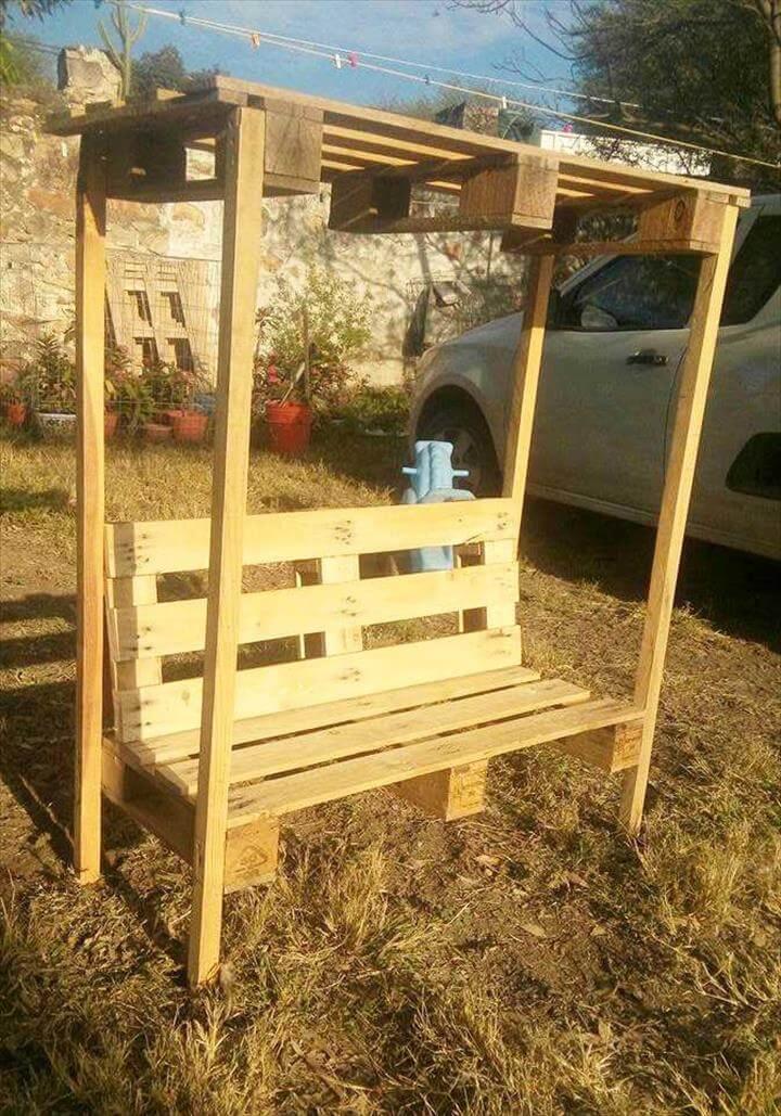 upcycled wooden canopy bench