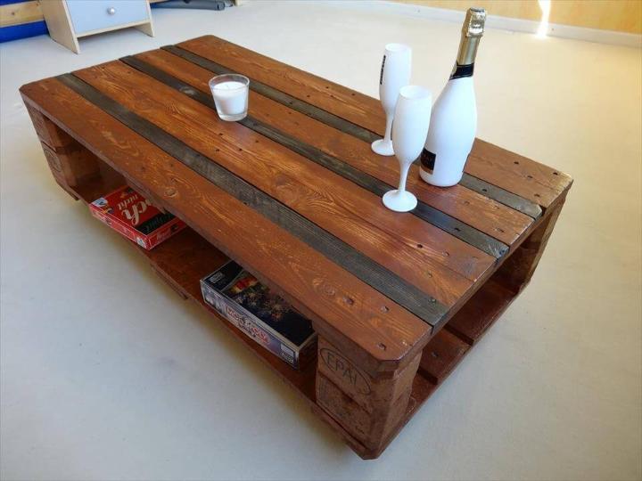 low cost wooden pallet coffee table