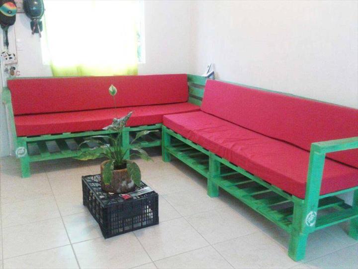 handmade wooden pallet corner sofa