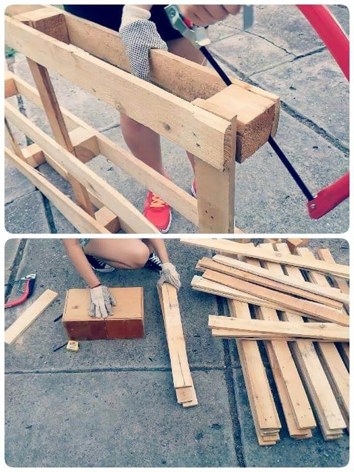 tearing the pallets apart