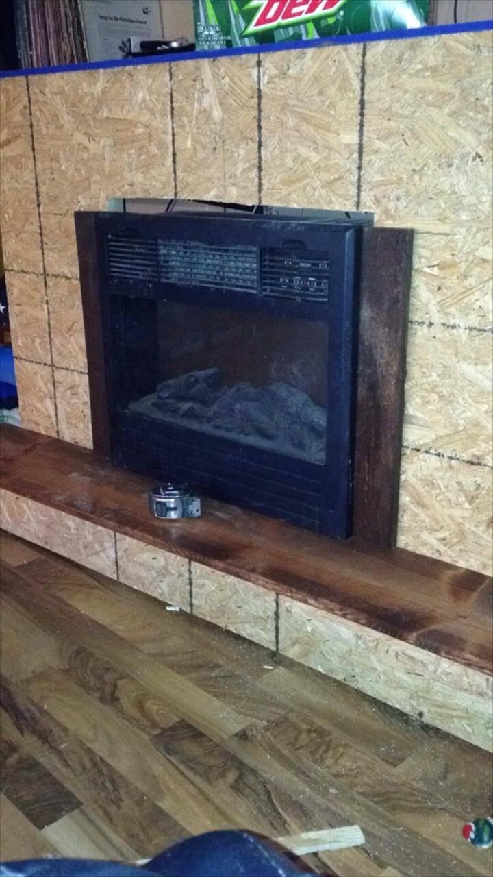 wooden pallet fireplace installation