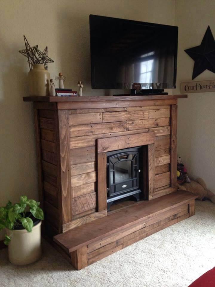 self-installed pallet fireplace