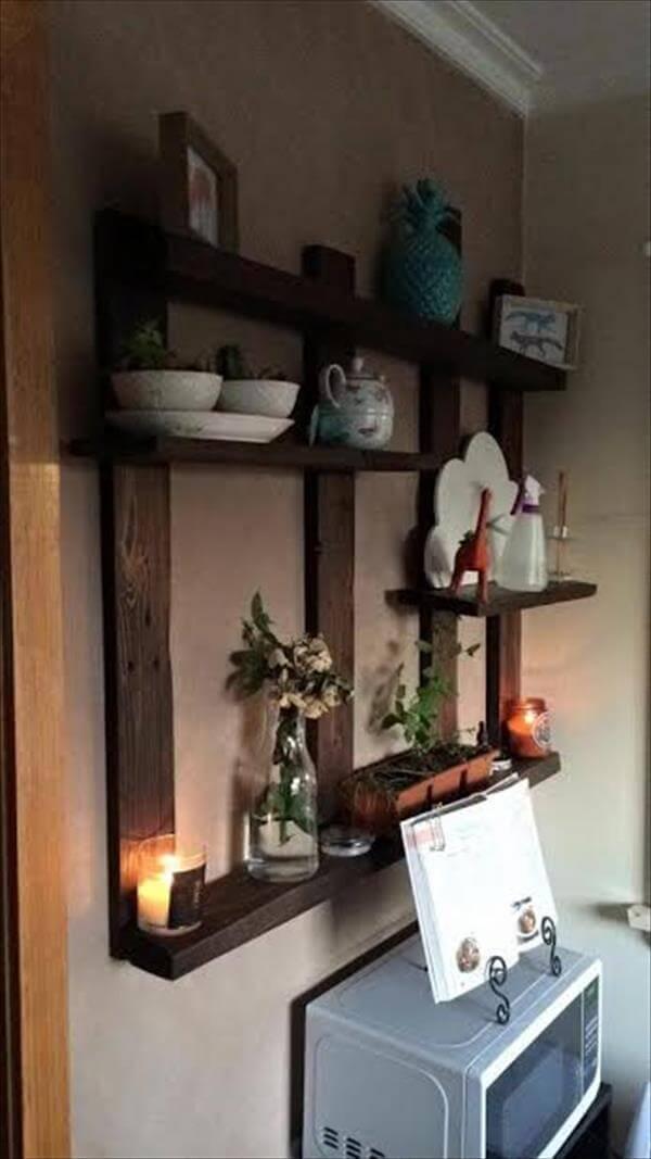 recycled pallet display shelf