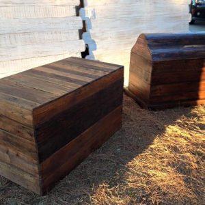recycled pallet headboard and chests set