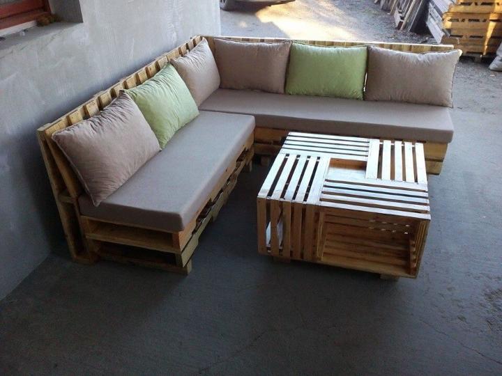 Wooden Pallet L Shape Sofa Set Easy, Diy L Shaped Sofa Bed