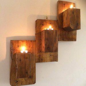pallet wall hanging candle organizer
