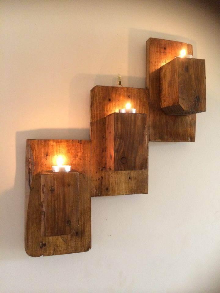 pallet wall hanging candle organizer
