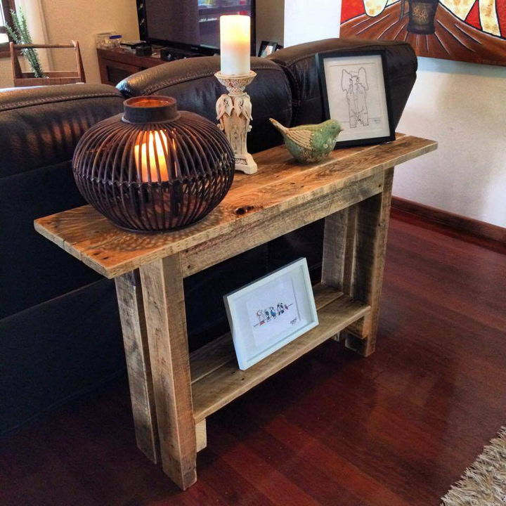 rustic pallet wooden behind sofa table