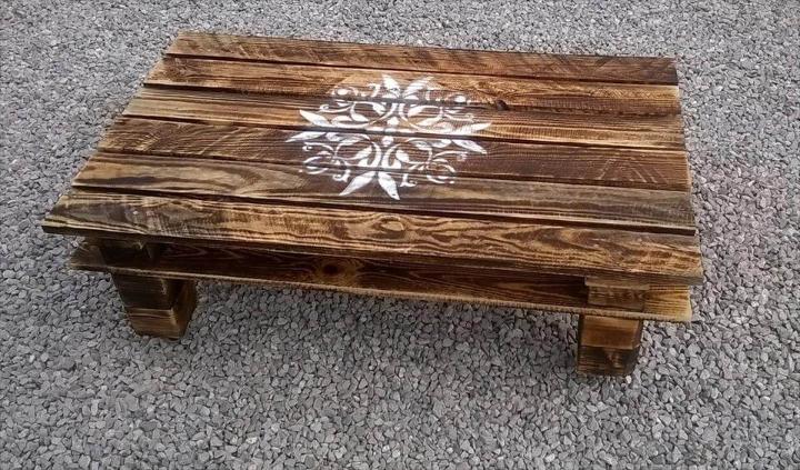 stenciled pallet coffee table