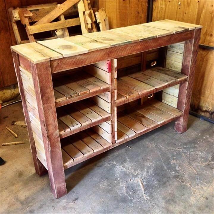 upcycled wooden pallet kitchen crockery cabinet