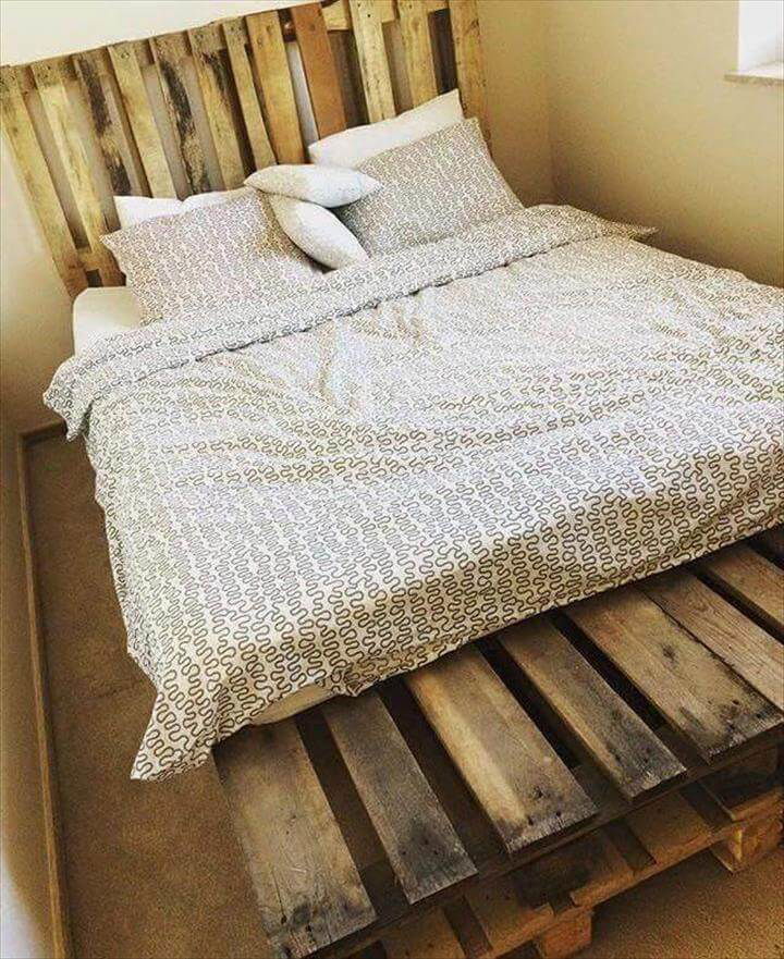 upcycled wooden pallet platform bed