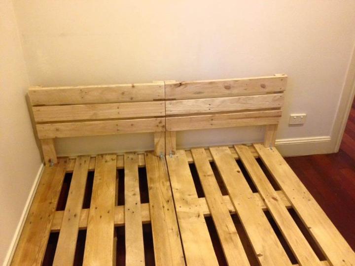 Wooden pallet bed with under lights