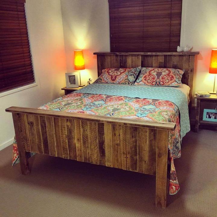 upcycled wooden pallet bed