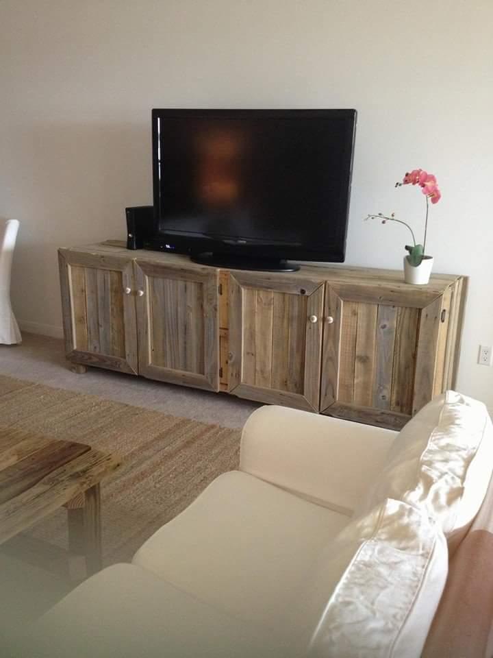 handcrafted pallet large TV stand