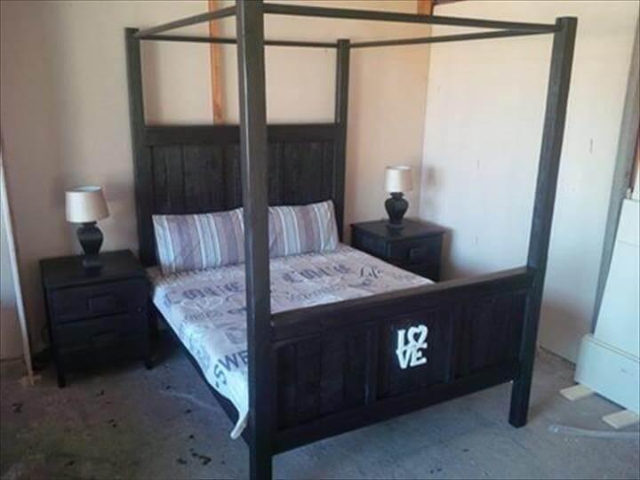 handmade pallet canopy bed