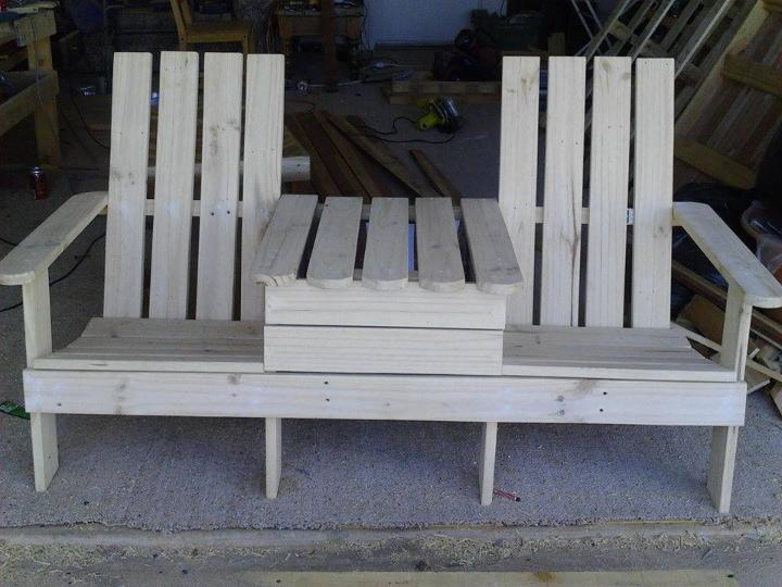 super sturdy double chair pallet bench