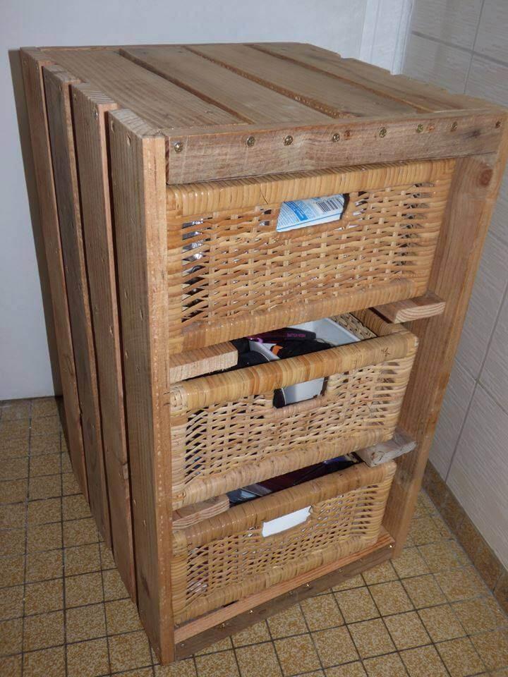 diy pallet storage basket dresser