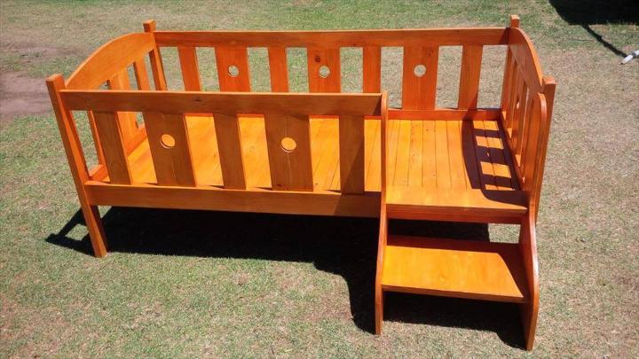 wooden pallet baby bed or crib with stairs