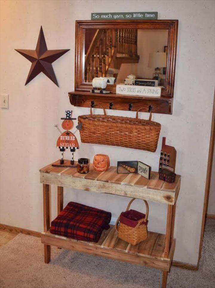 wooden pallet console