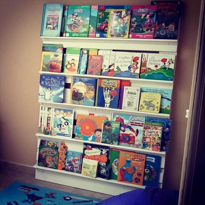 diy wooden pallet magazine shelf