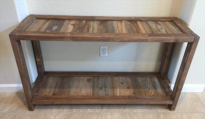sturdy wooden pallet console