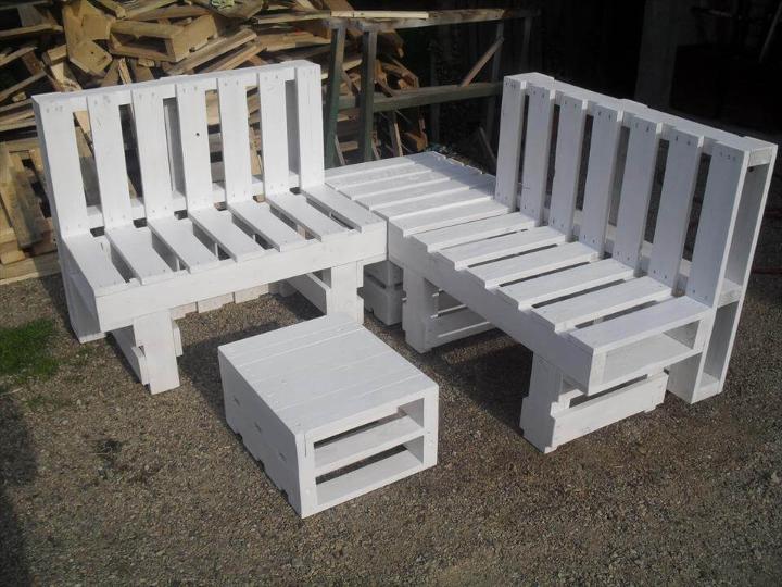 white painted pallet sofa set