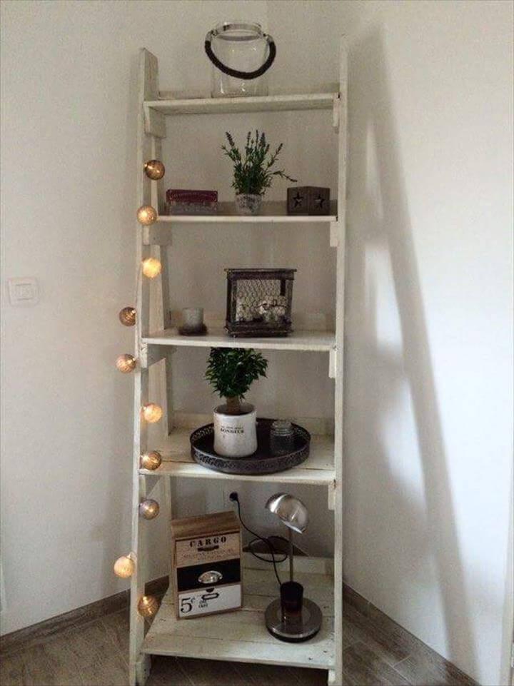 diy pallet stair style display shelf