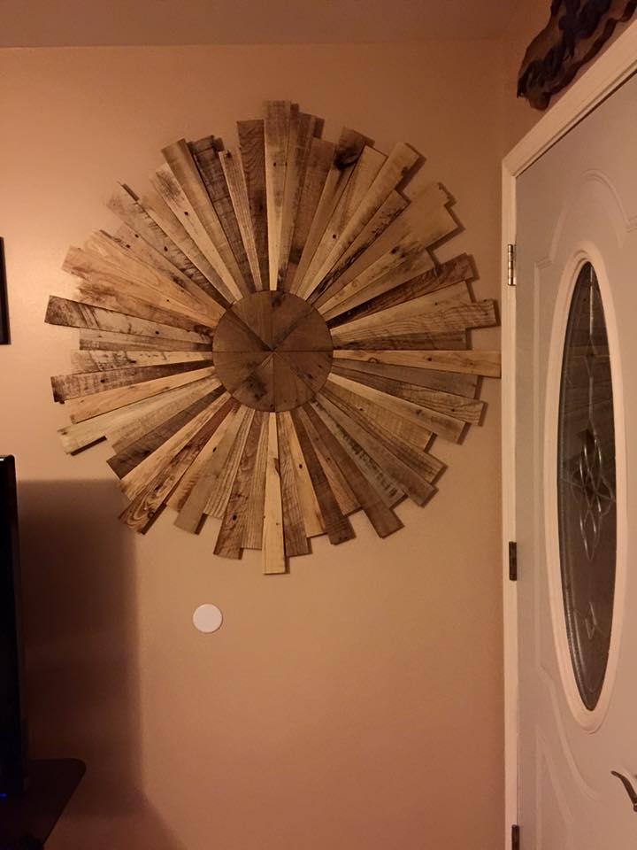 wooden diamond burst wall art