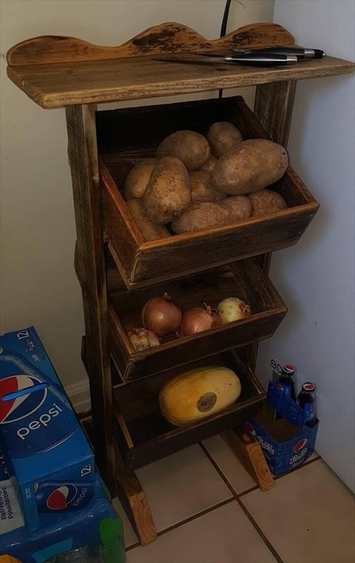 wooden vegetable organizer made of pallets