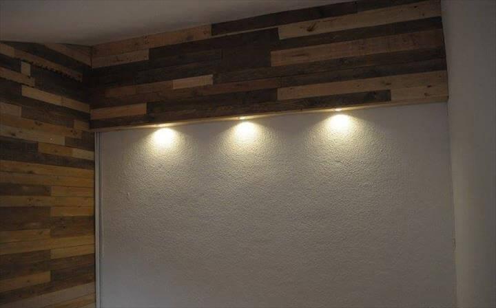diy wood pallet wall with lights