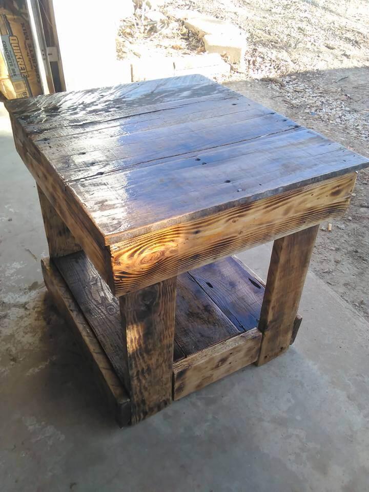 Repurposed pallet side table