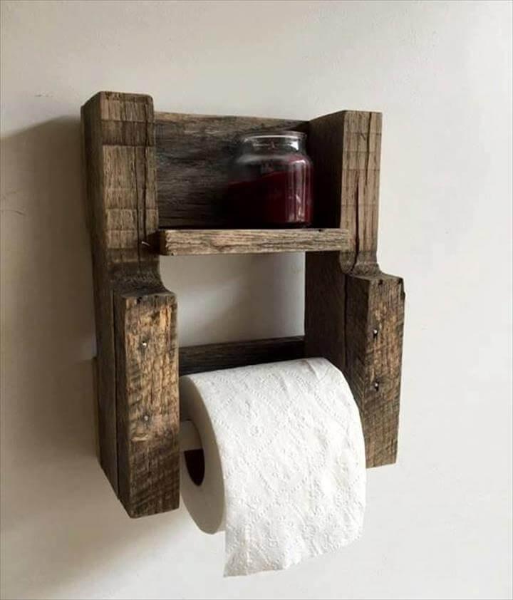 pallet wood toilet paper roll holder