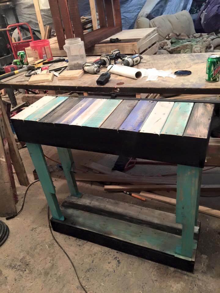 handcrafted pallet console