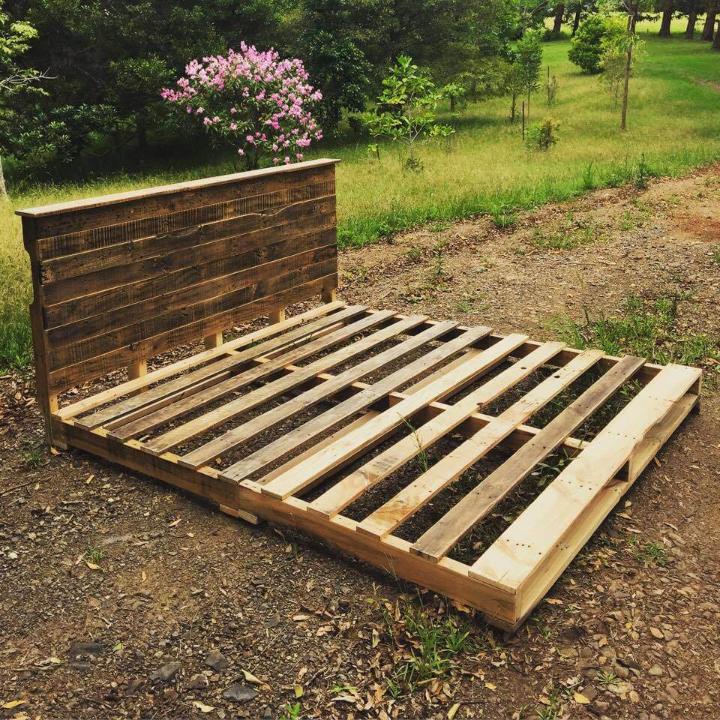 sturdy wooden pallet platform bed