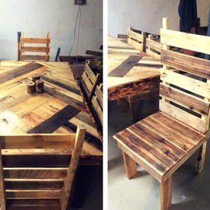 Pallet Dining Table with Chairs Set