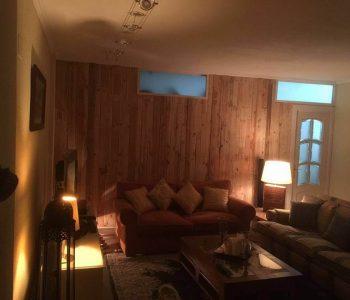 low-cost wooden pallet living room accent wall
