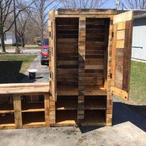 recycled pallet closet, cabiet and shoes rack