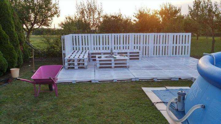 whole white painted pallet garden party lounge