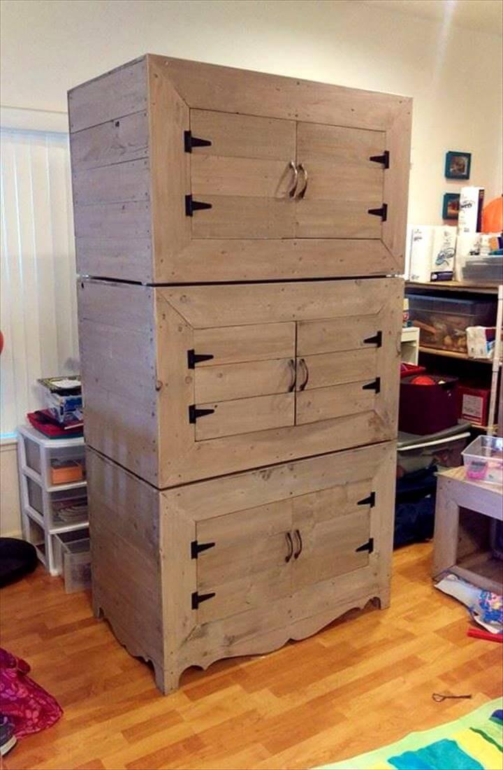 3 boxes stack pallet blanket cabinet or storage unit