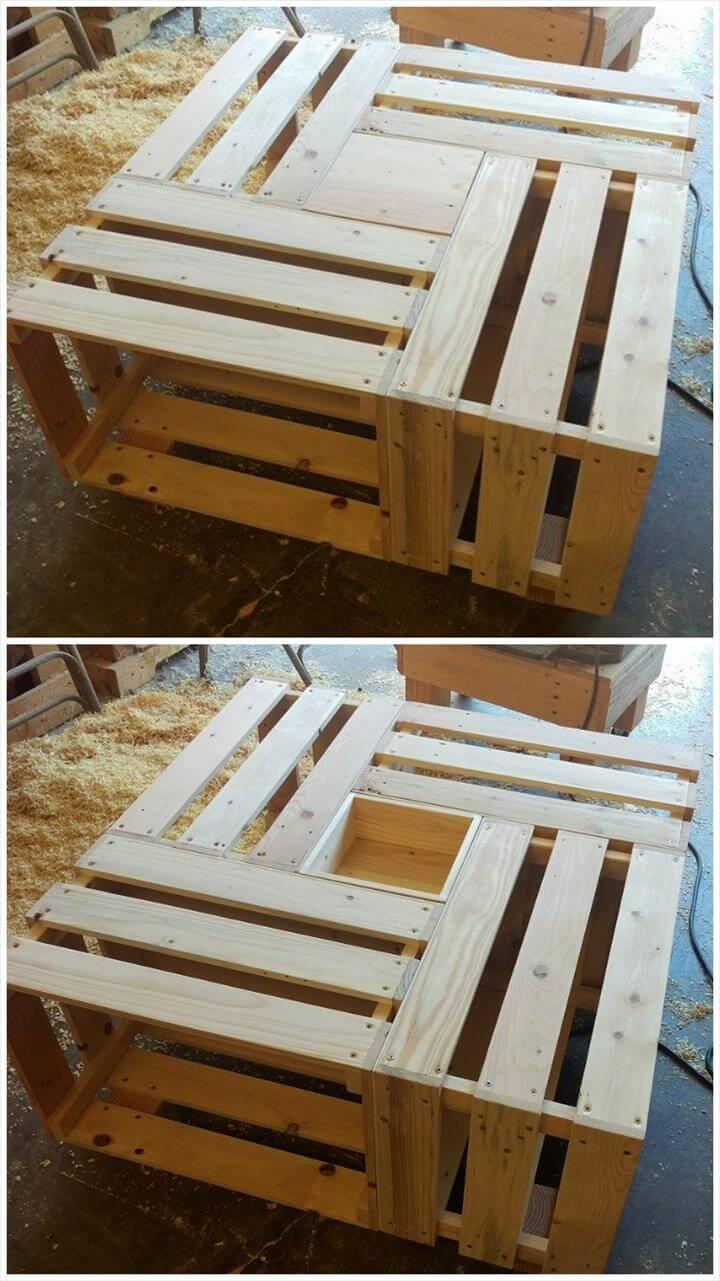 handmade pallet 4 crate square coffee table