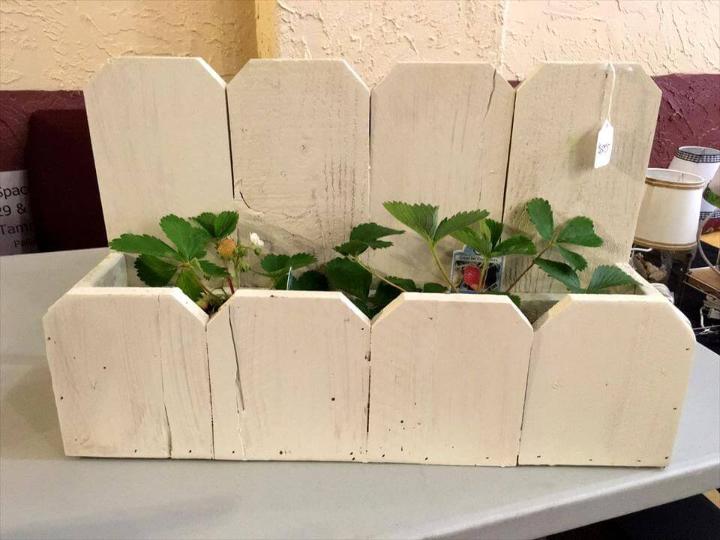 creamy white painted pallet planter